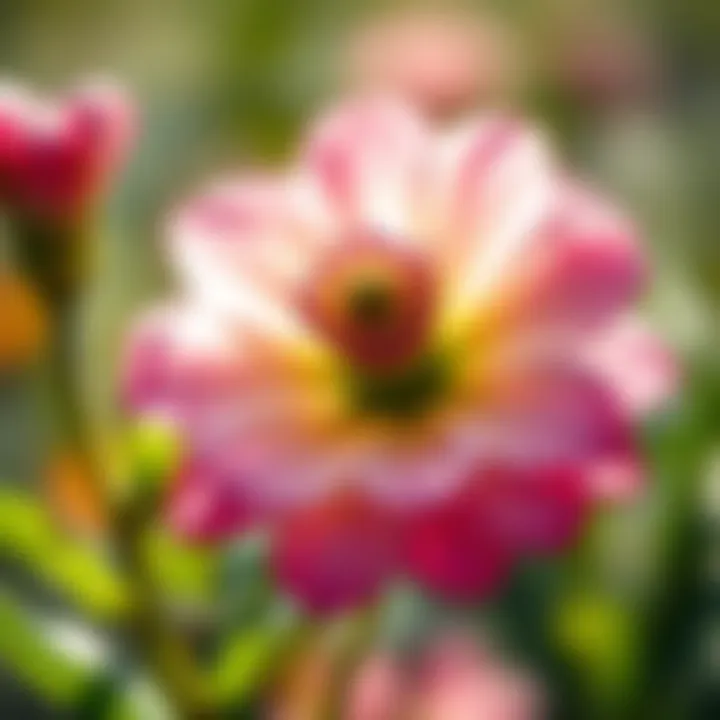 A vibrant flower captured in soft natural light, showcasing its petals and colors