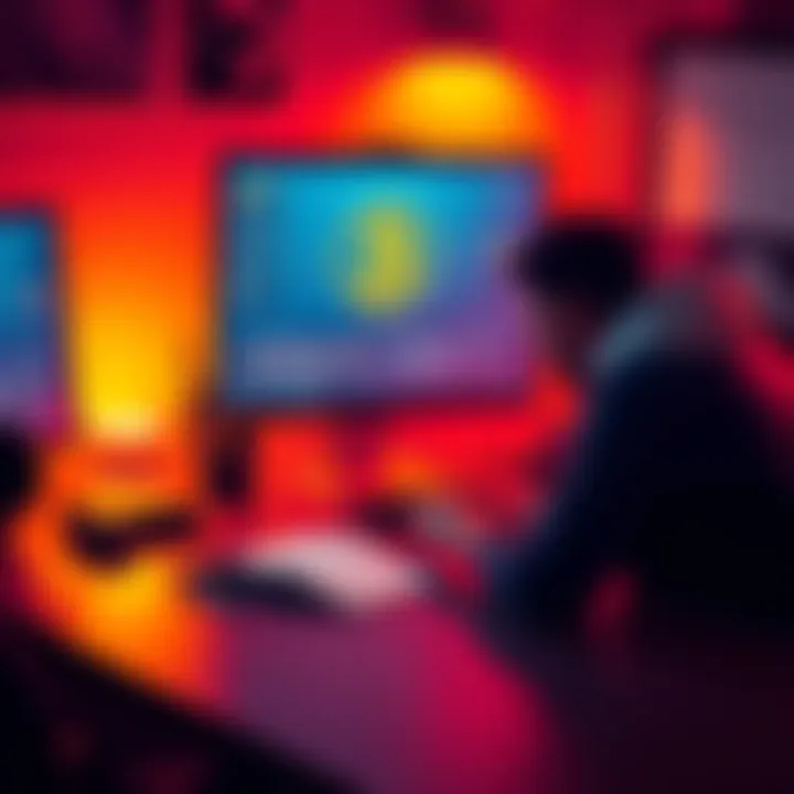 A person sitting at a desk, creating a Bitcoin wallet on their computer with a notepad beside them.