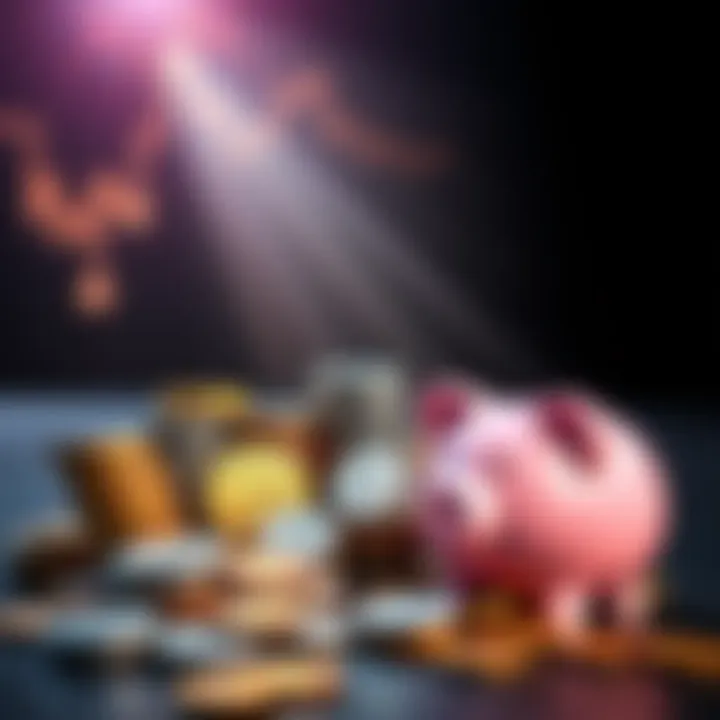 A visual representation of Belgium's new savings rate with coins and a piggy bank, symbolizing financial planning and budgeting.