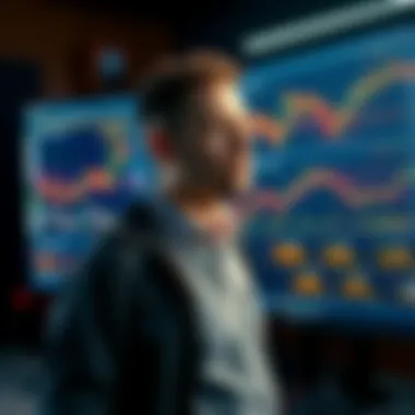 Ben Pasternak standing in front of a computer screen displaying crypto charts, looking pensive