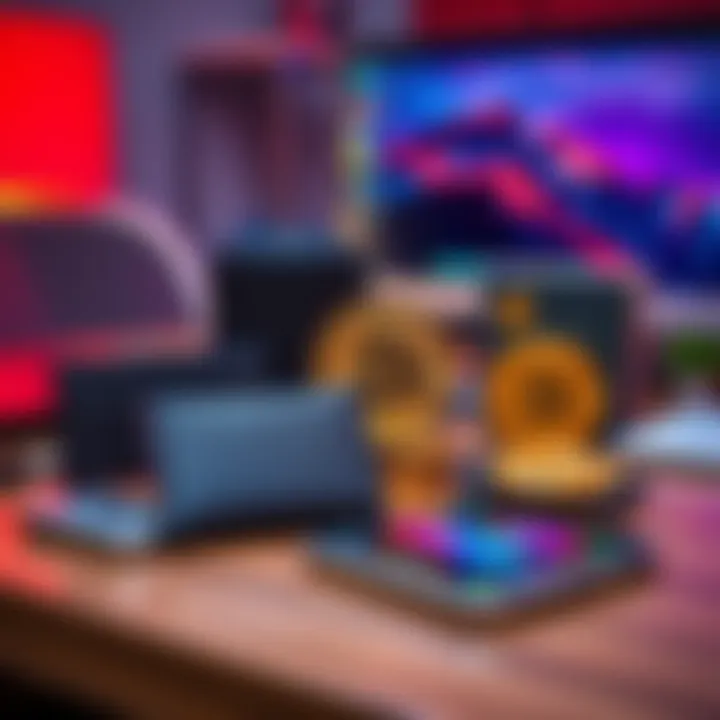 Best Hardware Wallets for Bitcoin A selection of popular hardware wallets for Bitcoin displayed on a table with a smartphone and computer in the background.