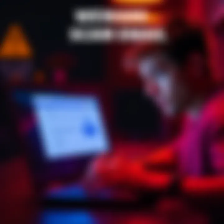 Warning about scam emails A person looking concerned while reading a suspicious email on a laptop