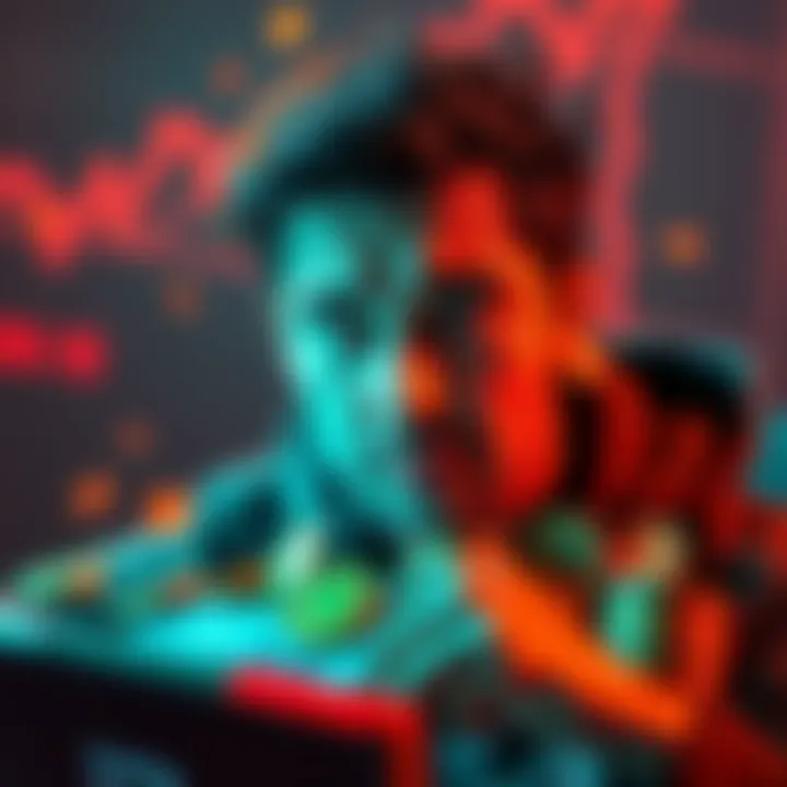 A person looking worried about losing money, with a digital wallet and tokens around them