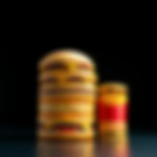 Big Macs Representing Inflation A comparison of Big Macs from 1970 and now, showing a large stack of 250 Big Macs beside a small stack of 20 Big Macs, highlighting inflation's impact on purchasing power.