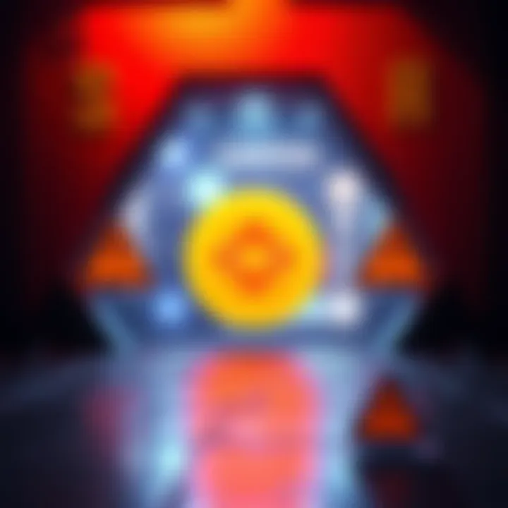 A Binance logo surrounded by caution symbols, highlighting concerns over trust and security in cryptocurrency exchanges.