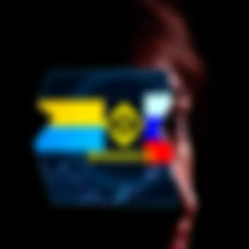 A person looks concerned while viewing a graphic showing Binance's logo and the flags of Ukraine and Russia, symbolizing the data sharing controversy.
