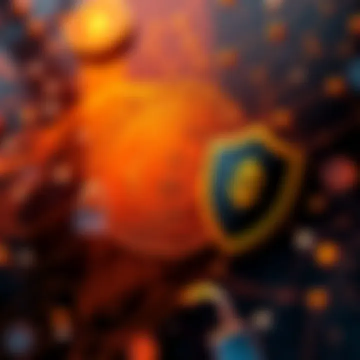 Binance logo with security symbols A graphic showing the Binance logo alongside symbols representing security and personal data protection, like a padlock and shield.