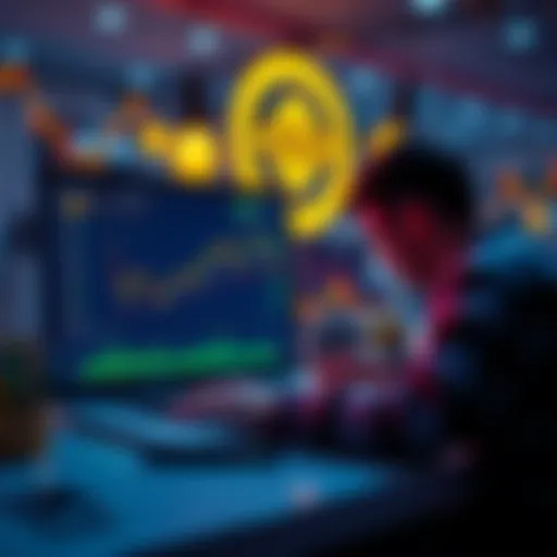 A beginner analyzing the Binance trading platform on a laptop with charts and statistics displayed.