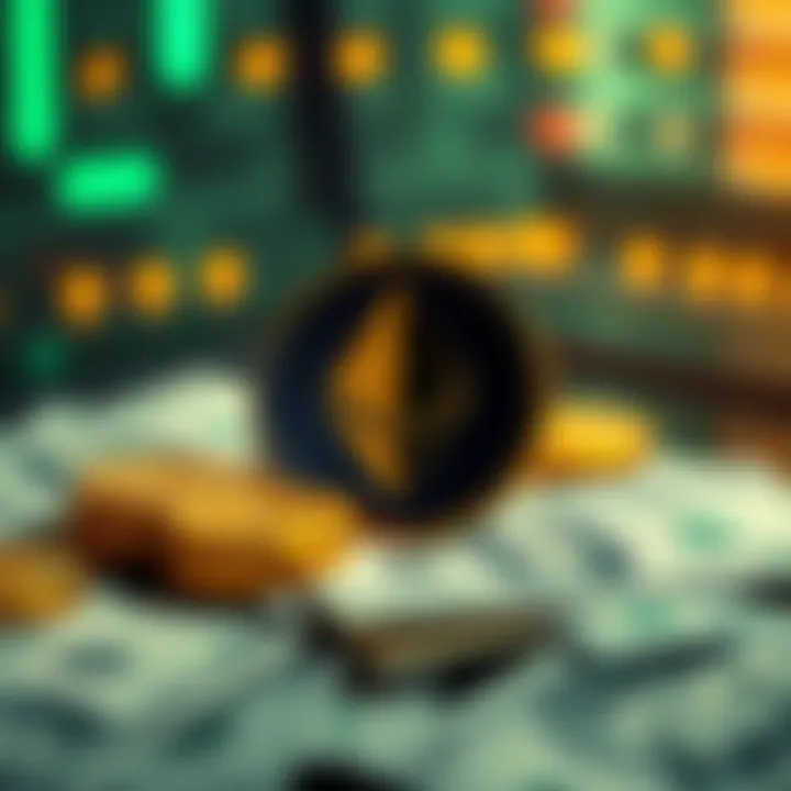 A graphic showing Bit Digital's logo alongside Ethereum symbols and dollar bills, representing the company's $150 million public offering.