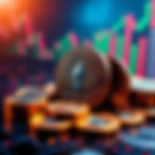 A graphic showing Ethereum coins and a financial growth chart, representing Bit Digital's plan to raise funds for Ethereum expansion.