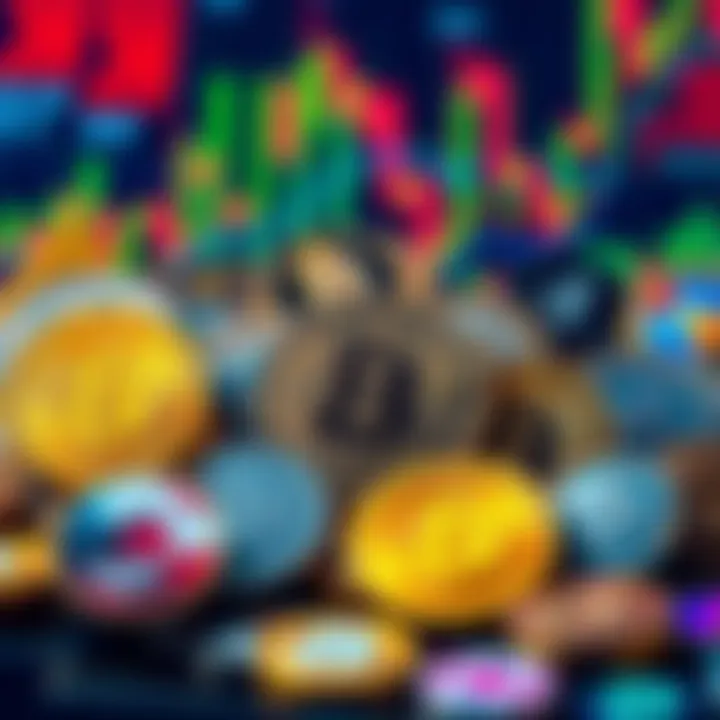 An illustration of Bitcoin icons alongside various altcoins, representing investment choices amid market uncertainty.