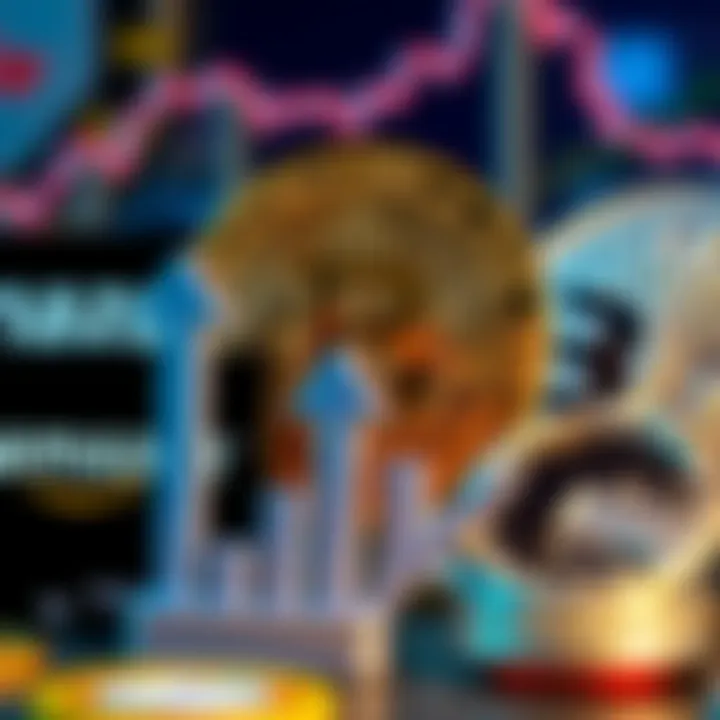 Bitcoin symbol with upward arrows indicating growth, alongside logos of Amazon and Silver