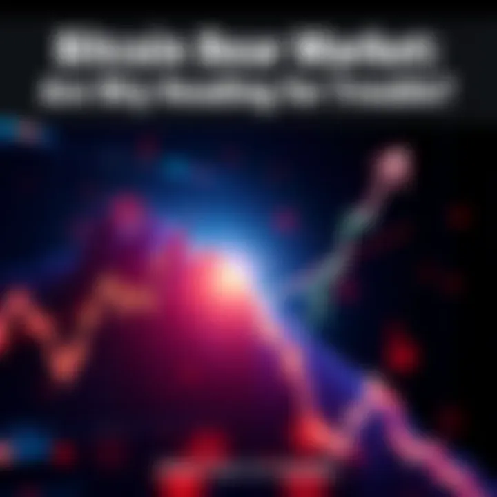 A downward graph showing Bitcoin's price trend, indicating a bear market sentiment