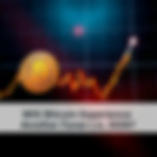 Bitcoin chart with upward trend Graph showing Bitcoin price fluctuations with a prominent upward spike, symbolizing potential market movements, set against a dark background