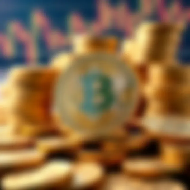 A close-up of shiny Bitcoin coins stacked in a pile symbolizing competition in the global Bitcoin market