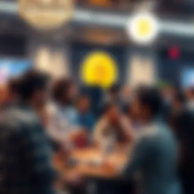 People engaging in a lively Bitcoin discussion in a forum setting.