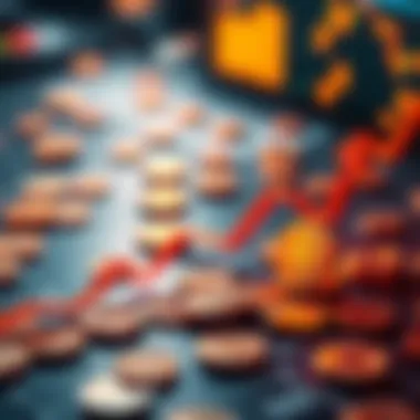 Bitcoin Decline Bet A graphic showing a downward trend in Bitcoin's value with money symbols, reflecting a potential drop to $20,000 amid market fears.