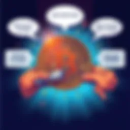 Bitcoin Against Criticism Illustration showing Bitcoin symbol being defended against negative claims, with discussion bubbles around it.