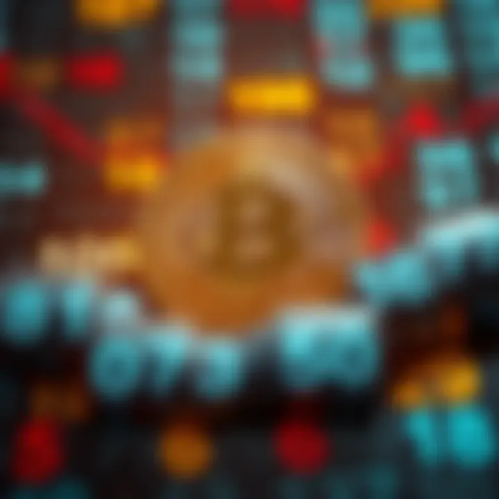 A shiny Bitcoin symbol floating among digital numbers, representing its virtual nature.