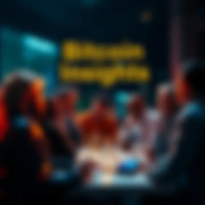 A group of people engaged in a lively discussion about Bitcoin, sharing insights and asking questions.