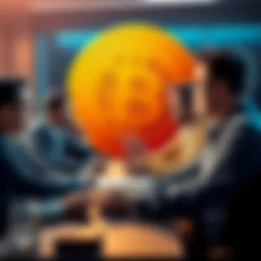 Bitcoin Discussion Thread A group of people engaging in discussions about Bitcoin at a virtual forum.