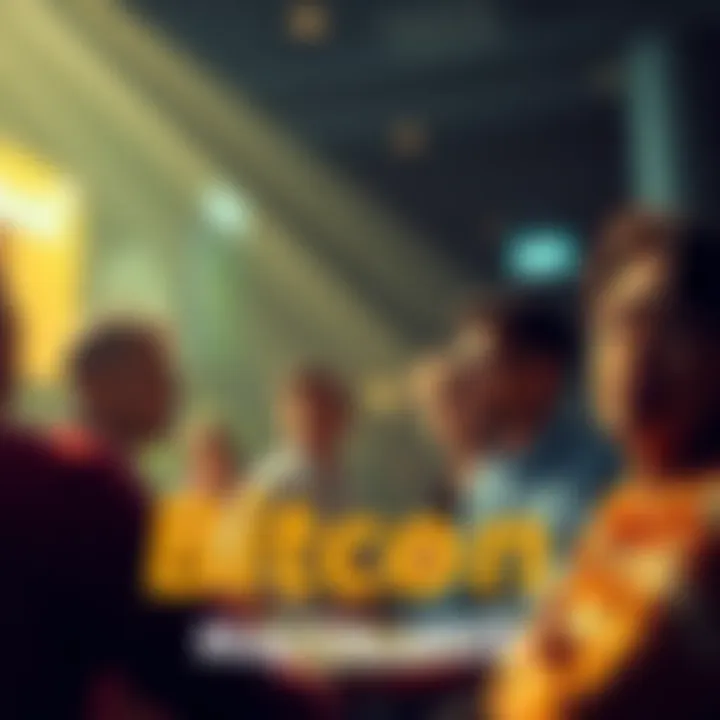 People engaged in a lively conversation about Bitcoin, sharing insights and questions.