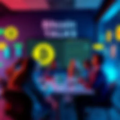 A group of people discussing Bitcoin in an online forum setting, with chat bubbles visible.