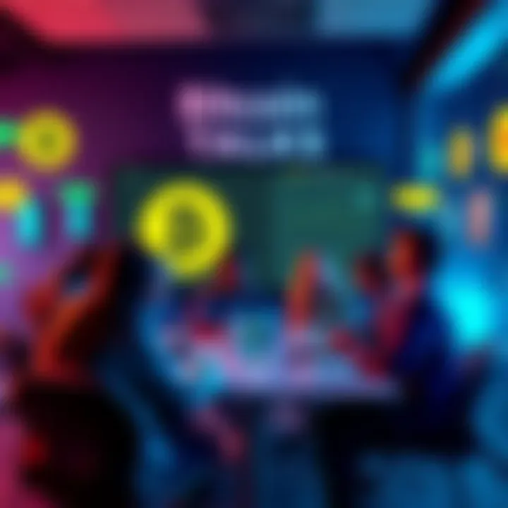 Bitcoin Discussion A group of people discussing Bitcoin in an online forum setting, with chat bubbles visible.