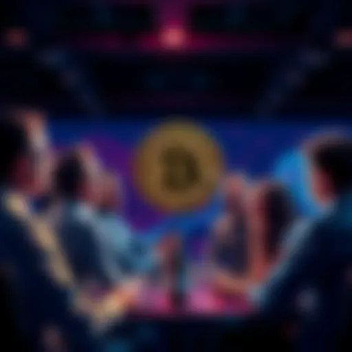 A group of people discussing Bitcoin in a lively setting, sharing thoughts and questions.