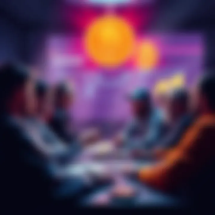 A group of people actively discussing Bitcoin on a forum, sharing tips and insights.