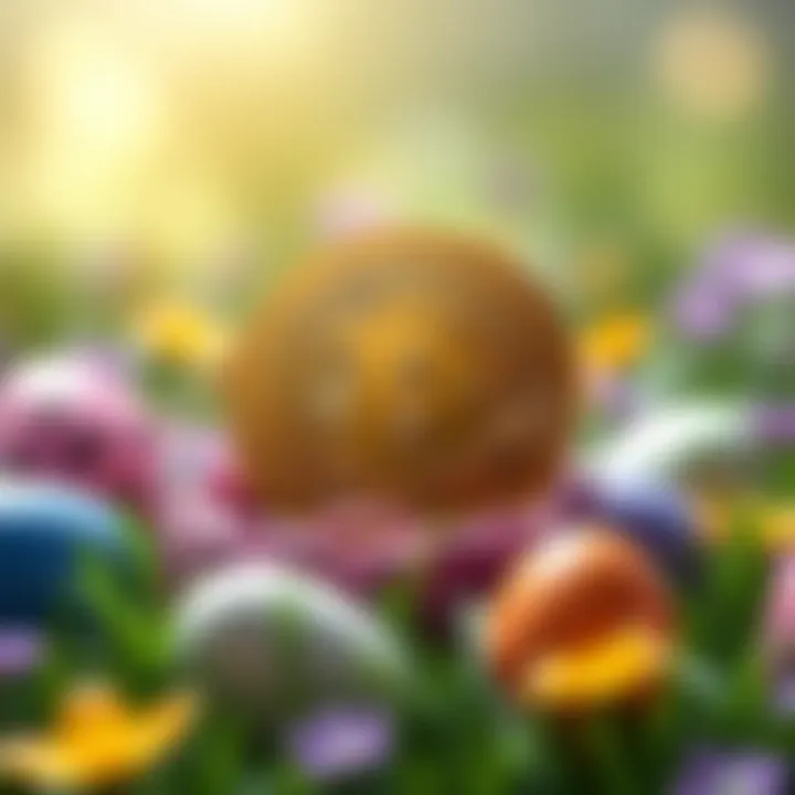 Bitcoin graphic with Easter theme and spring elements