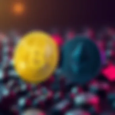 Bitcoin and Ethereum symbols together Bitcoin and Ethereum logos side by side, representing the relationship between the two cryptocurrencies.