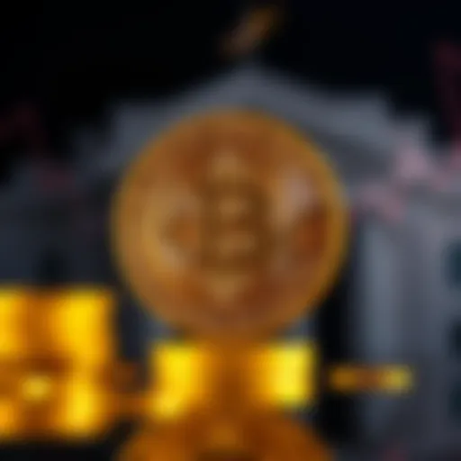 A Bitcoin symbol in the foreground with an abstract image of a Federal Reserve Chair in the background, representing the influence of economic statements on cryptocurrency decisions