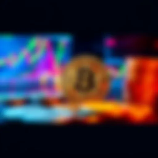 A visual representation of Bitcoin influencing financial markets, with coins, graphs, and digital symbols