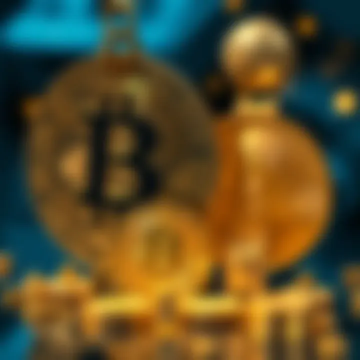 A visual representation comparing Bitcoin and gold with symbols of both, highlighting technology's impact on their value.