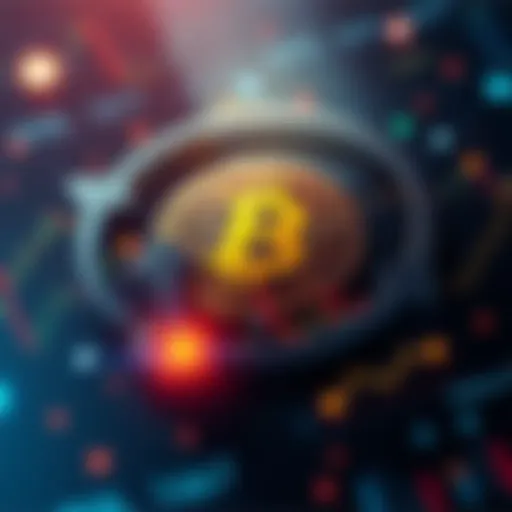 Illustration showing the Bitcoin logo surrounded by charts and arrows indicating market trends, representing the 4-year halving cycle influence