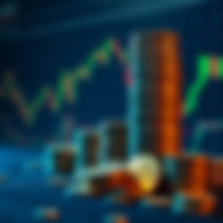 A graphic showing stacks of Bitcoin coins, indicating accumulation and centralization, with a fluctuating market chart in the background