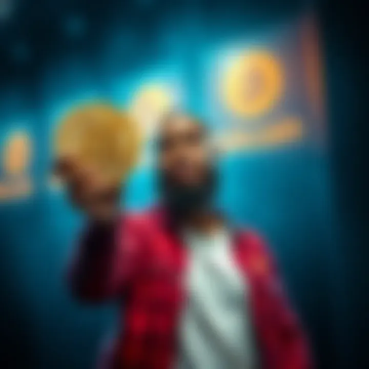 A proud individual holding a Bitcoin symbol representing 0.27 BTC, showcasing their elite status among Bitcoin holders.