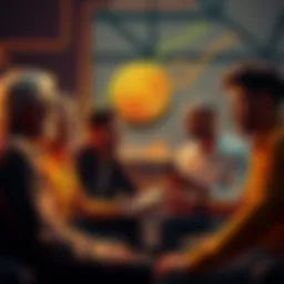 Bitcoin Holders Discuss Investment Plans Group of people discussing long-term Bitcoin investment strategies in a casual setting