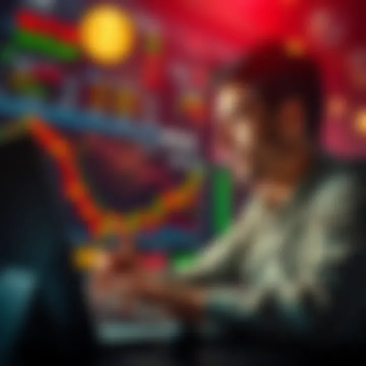 A person looking at Bitcoin charts on a laptop, maintaining focus during market fluctuations