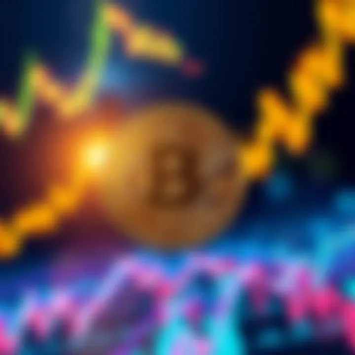 A strong Bitcoin logo against a backdrop of fluctuating stock market graphs, illustrating resilience and stability in the crypto market, with a hint of a bullish trend emerging.