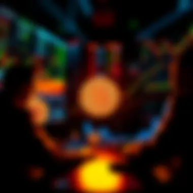 Bitcoin Market Psychology A visual representation of traders analyzing Bitcoin price trends, showing fluctuating charts and graphs.