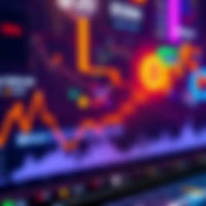 Graph showing rising Bitcoin prices with a downward trend in viewership statistics