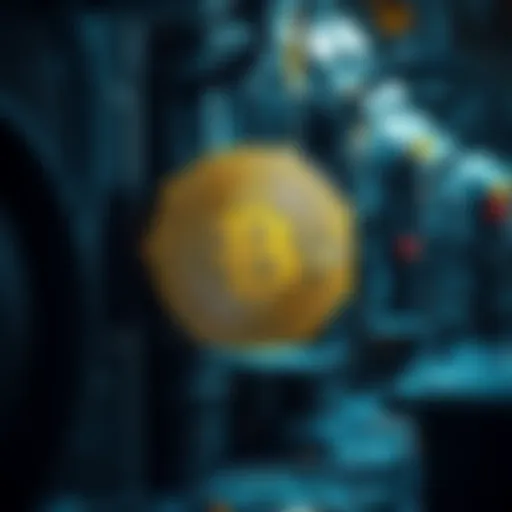 Bitcoin Mining Decline A visual representation of Bitcoin mining with equipment showing reduced activity as miners shift focus to artificial intelligence projects.