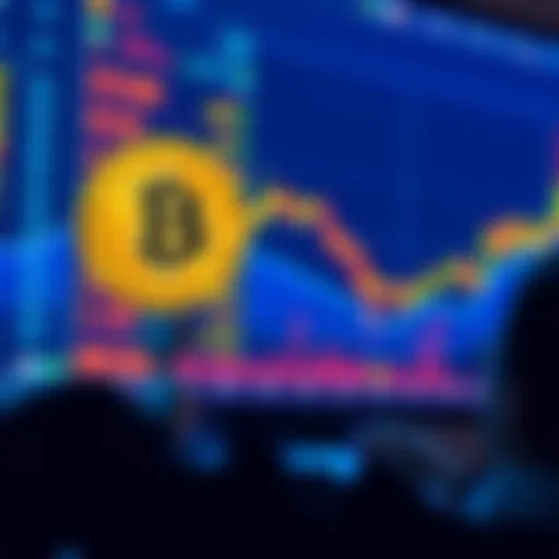 Bitcoin Price Analysis An investor watching Bitcoin price charts, focused on buying when prices drop significantly. The chart shows a decline reaching $38,000.