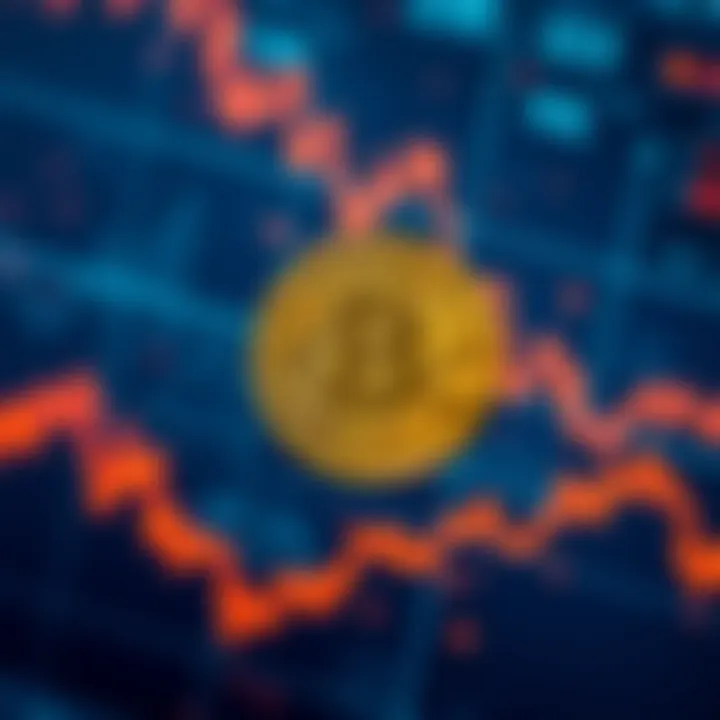 A digital chart displaying Bitcoin's fluctuating prices over time, with a focus on recent lows and potential rebounds, symbolizing market speculation.
