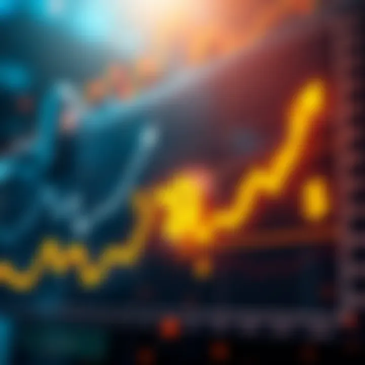 A graphic displaying a declining Bitcoin price chart with arrows and dollar signs, indicating investment potential.