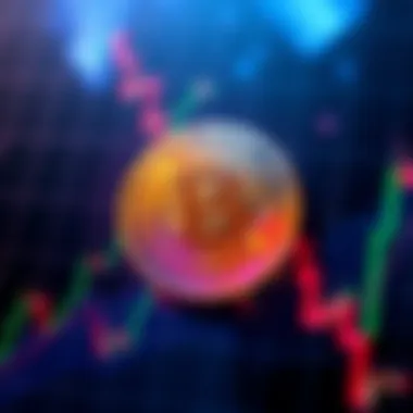 A visual of the Bitcoin symbol overlaid on a chart showing fluctuating prices, illustrating its volatility and value as a store of value.