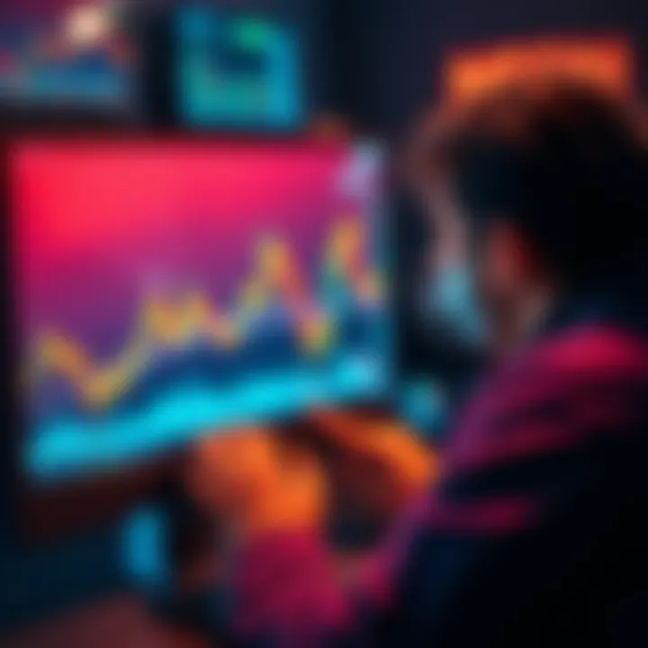 A person looking at Bitcoin charts on a computer screen, contemplating whether to hold or sell their investment.