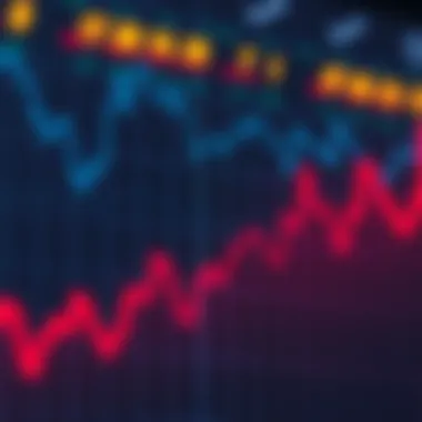 A line graph illustrating the recent decline in Bitcoin's value, with a red downward trend and a contrasting bull market line for traditional stocks.
